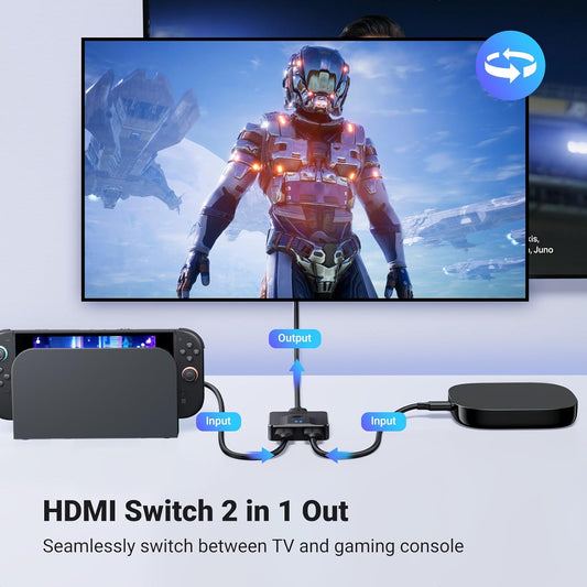 UGREEN HDMI Switch 2 in 1 Out 4K 60Hz Splitter, Bi-Directional 2 Input 1 Output Support 3D Compatible with Xbox PS4 PS5 Blu-Ray Player TV Stick HDTV Monitor