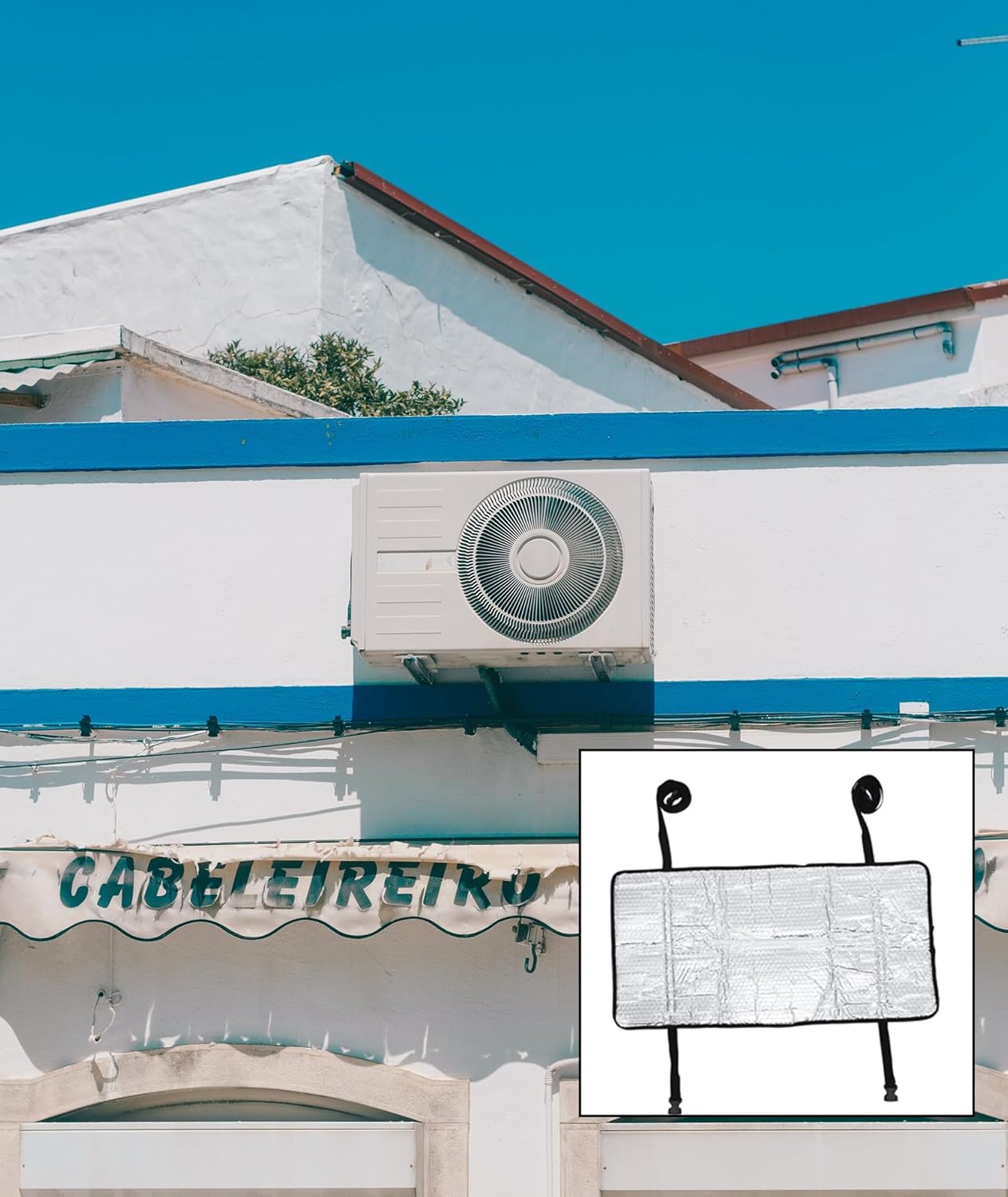 AC Outdoor Unit Protector Cover - Waterproof Dustproof Heat Insulation With Adjustable Buckle Hooks