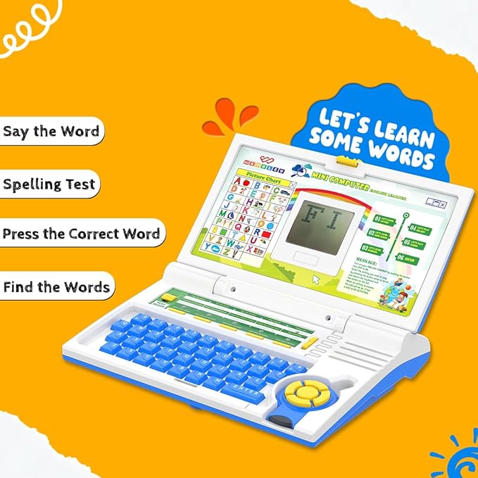 Wembley Educational Kids Laptop Learning Toy for 2-5 Years Boys Girls Computer Toys for 3 Years Fun Activity Learning Alphabet,Letter,Words,Games,Mathematics,Music,Logic Memory Tool - Blue