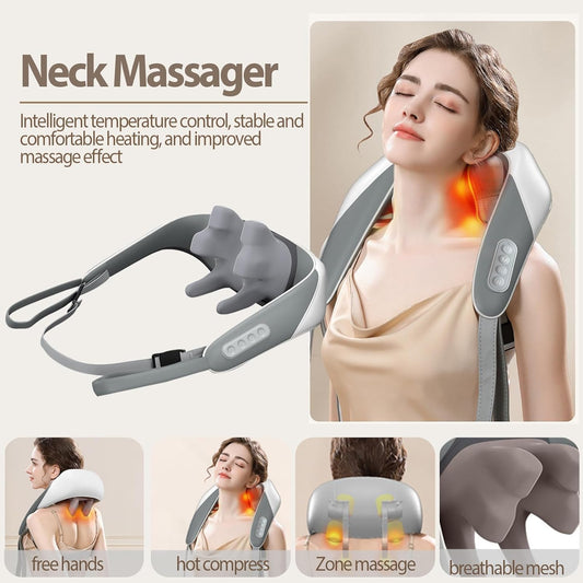 Sellastic Neck Massager for Cervical Pain Relief,Electric Deep Tissue Shiatsu with Infrared Heat Therapy 5D Kneading Massage Machine for Full Body Relax,Neck,Muscles,Back,Shoulder,Legs