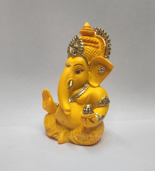 Gold Art India Mango Terracotta Finish Ganesha for Car Dashboard Home Decor Gifting Diwali Birthday Festivals 3.5 x 2 Inches