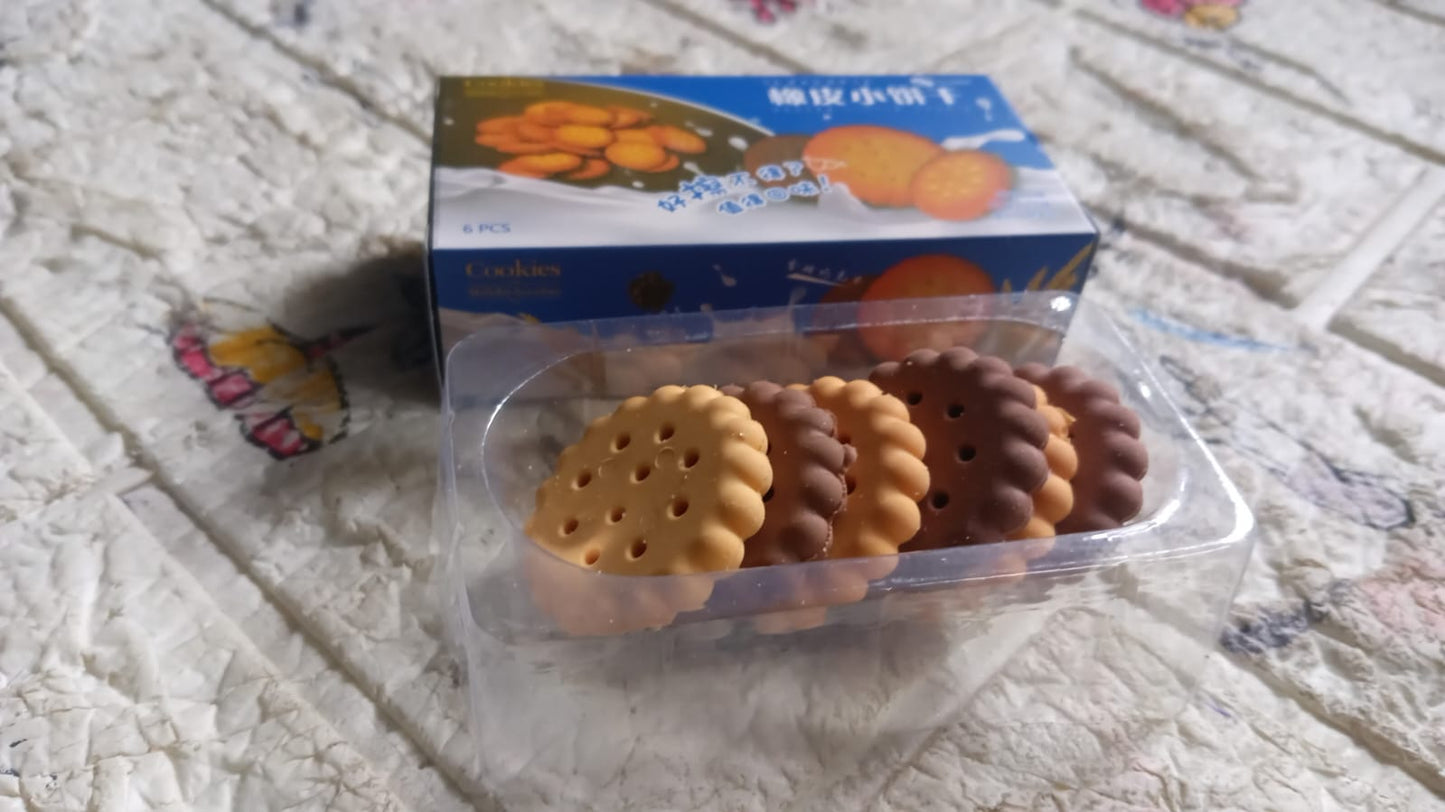 Pack of 6 Erasers Erasers Stationery School Rubber Schools Sketches Office Sign Kid Party Favour Gift Toy Gift Creative Christmas Birthday Gift in Shape Biscuits (6 Pcs Set) - Springkart
