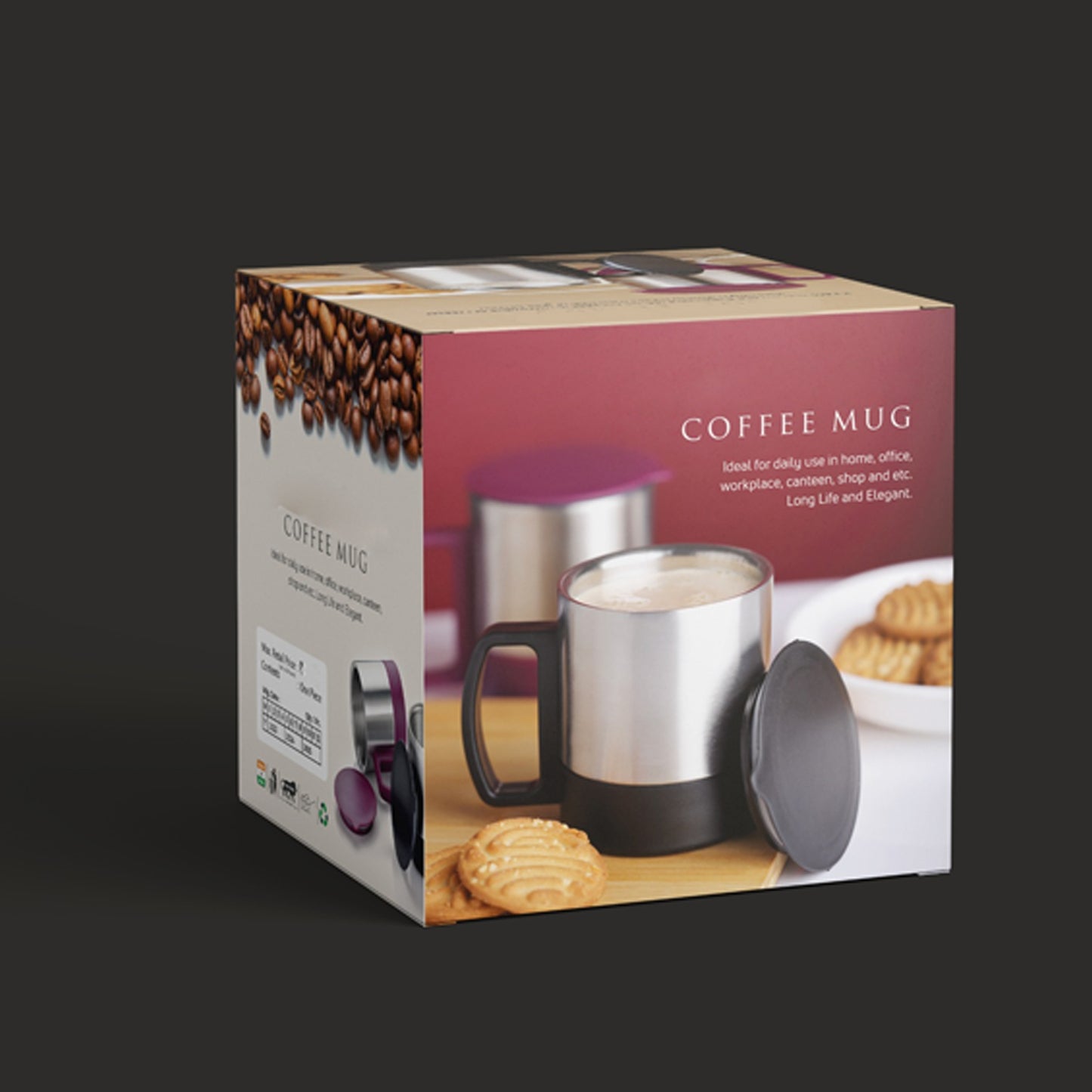 5565 Stainless Steel Coffeetea Cup Stainless Steel Lid Cover Hot Coffeetea Mug Hot Insulated Double Wall Stainless Steel Coffee And Milk Cup With Lid Handle Easy To Carry - Coffee Cup (1 Pc) - Springkart