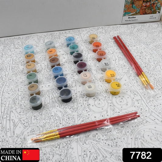 Paint by Numbers for Adults Beginner - Adults' Paint-by-Number Kits on Canvas - DIY Oil Painting by Numbers for Adults - 24 Number Color, 6 paintbrushes, pre-printed canvas (unframed) 40 cm x 50 cm - Springkart