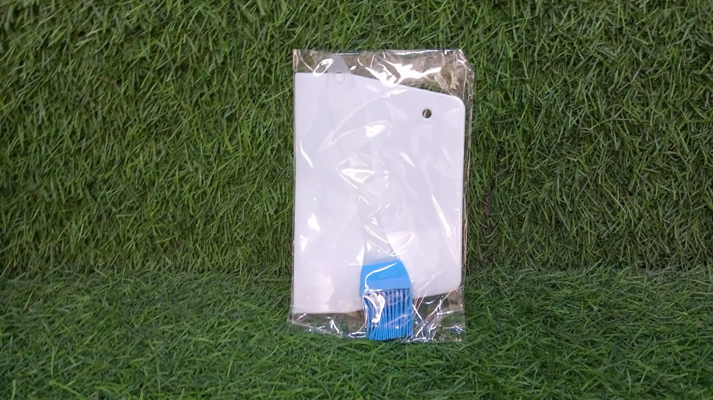 Silicone Spatula Brush And Cake Scraper For Cake Mixer, Decorating, Cooking, Baking and Glazing ( Set of 2pc ) - Springkart