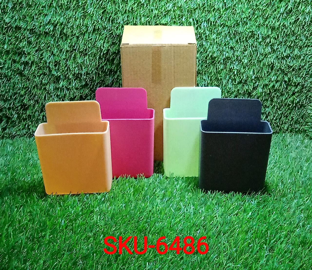 Wall mounted storage case with mobile phone charging port plug holder - Pack of 4Pc - Springkart