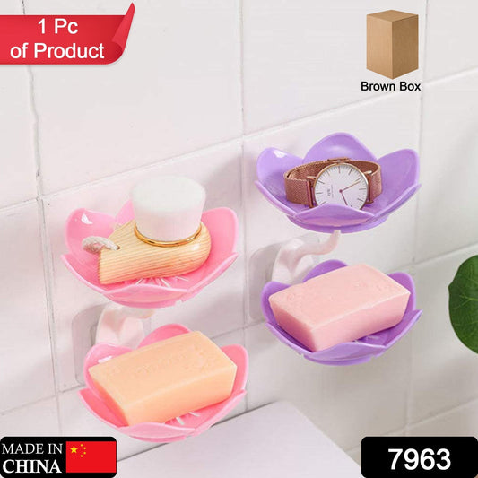 Dabble Layer Flower Self Draining Soap Dish Holder, Bathroom Shower Soap Holder Dish Storage Plate Tray for Bathroom, Kitchen, Bathtub - Springkart
