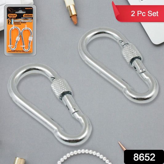 Snap Hook with Screw-Stainless Steel Snap Hook Clip Heavy Duty, Carabiner Clip (6Ć60 MM / 2 Pcs Set) - Springkart