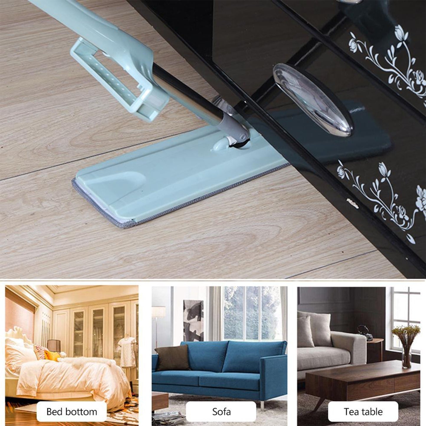 360Degree Rotation Flat Mop Floor Cleaning Microfiber Squeeze Mop Floor Clean. - Springkart