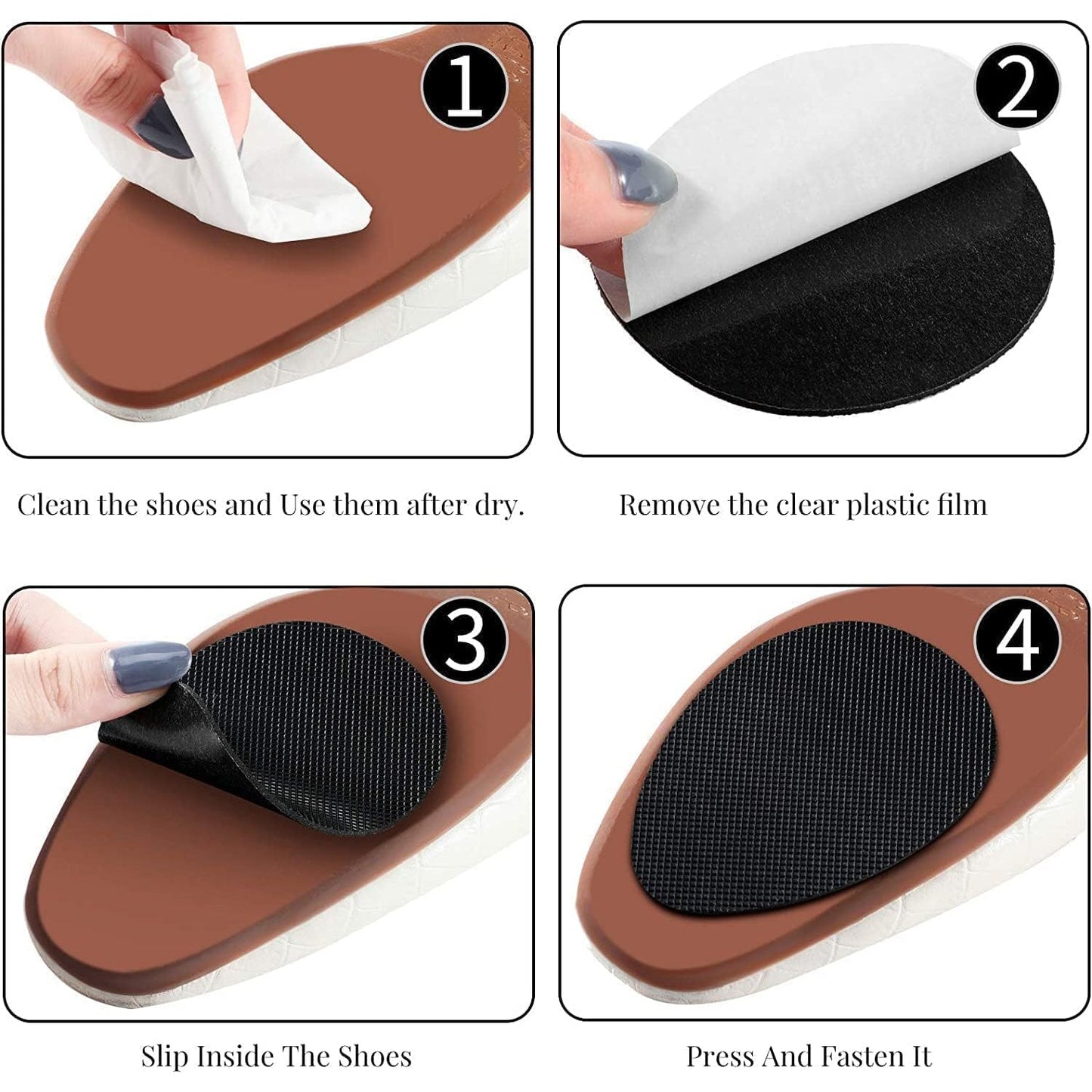 Non-Slip Shoe Pads, Rubber Shoe Sole Protector Pads, Self-Adhesive Shoe Grips Pads Stickers Non Skid for Ladies Shoes, High Heels, Boots (10 Pcs Set) - Springkart