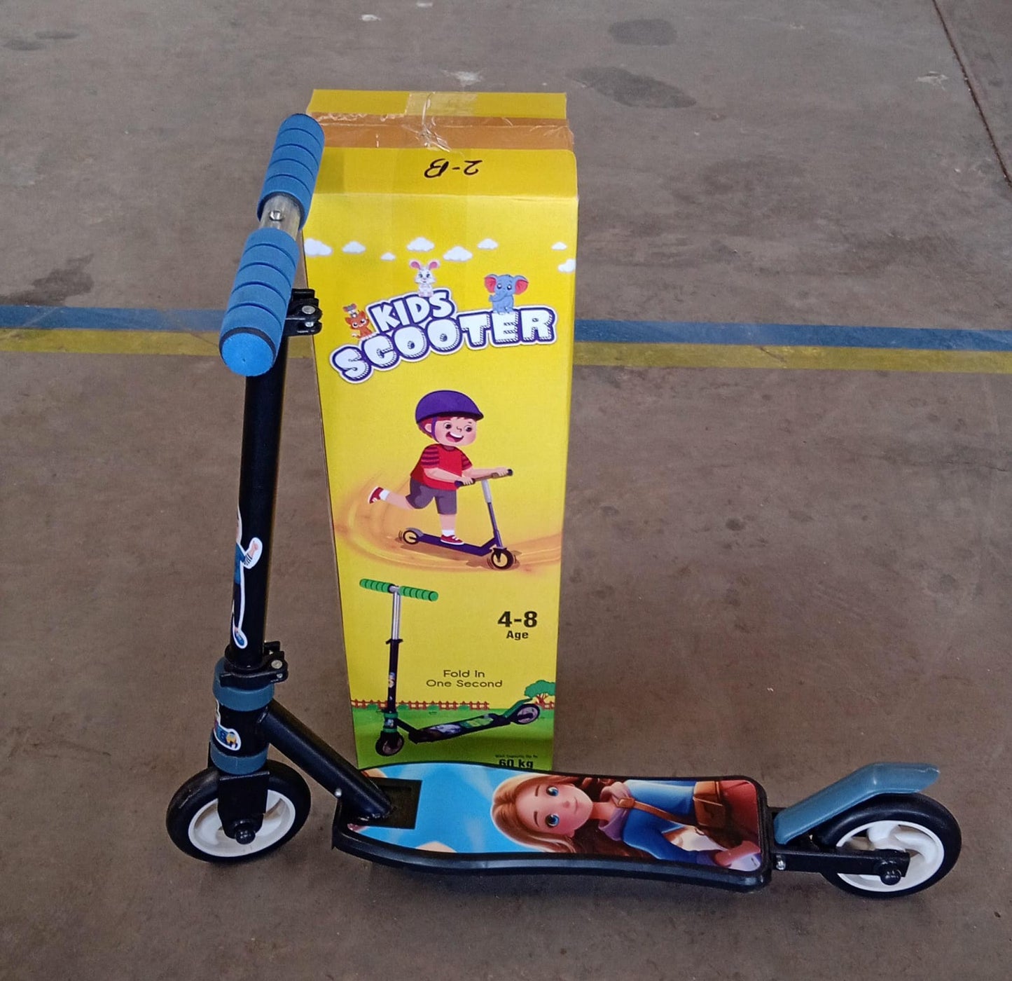 Basic Kids Ride On Leg Push Scooter for Boys and Girls (4 - 8 Years Old Kids) Foldable Scooter Cycle with Height Adjustment for Boys and Girls Multicolor (1 Pc / 2 Wheel) - Springkart