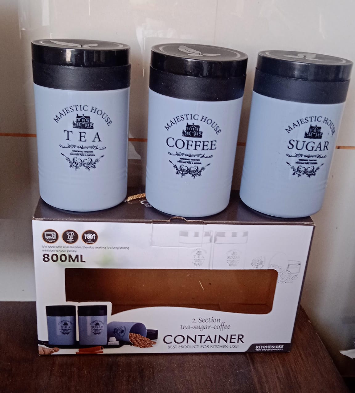 Accurate Seal Tea Sugar Coffee Container - 3 Pcs Plastic Damru Shaped Tea, Coffee, Sugar Canisters Jar, New Airtight Food Seal Containers for Salt, Dry Fruit, Grocery Multicolor (3 Pcs Set) - Springkart