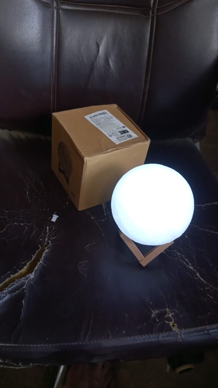 Moon Night Lamp with Plastic Stand Night Lamp for Bedroom (15x13 Cm / 1 Pc) - Springkart