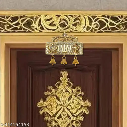 Pack of 2 Tirupati Door Hanging Shankh Chakra Namah Latkan Gold Plating Antique Decorative - Springkart