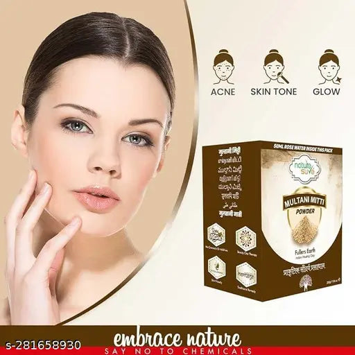 Nature Sure Multani Mitti Powder 200g with Rose Water 50ml - 1 Pack - Springkart