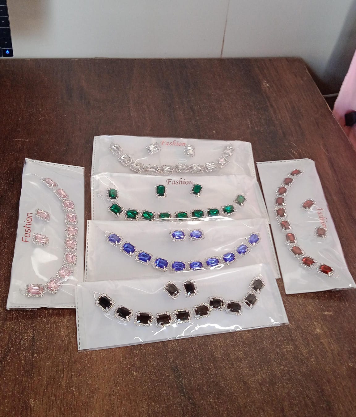 Diamond Necklace And Earrings Set (1 Set Mix Color) - Springkart