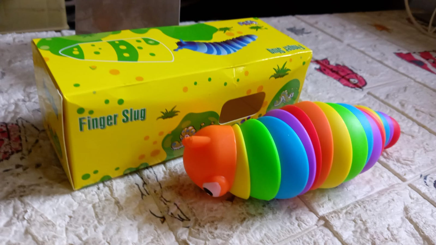 3D Rainbow Color Plastic Slug Fidget Toys, Stress Relieving Toy, Sensory Slug Toy for Boys and Girls, Finger slug Toy, for Autistic, Caterpillar Fidget Toys Stress Relief Gifts for Toddlers Kids Adults (1 Pc) - Springkart