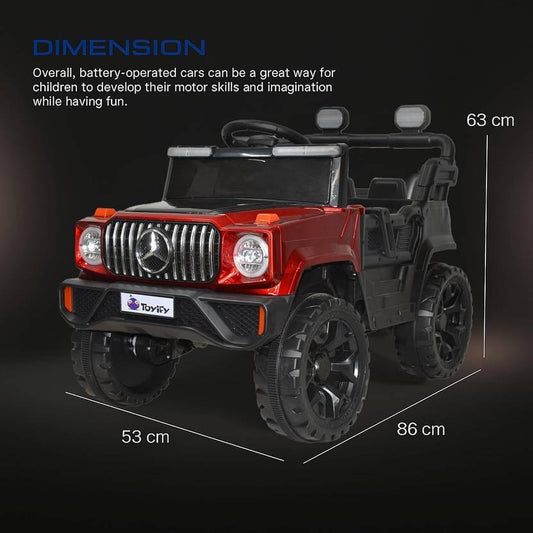 Toyify 4x4 Ride-On Car for Kids ā Dual Motor, Remote Control, Music & Lights Jeep Battery Operated Ride OnĀ Ā (Red)