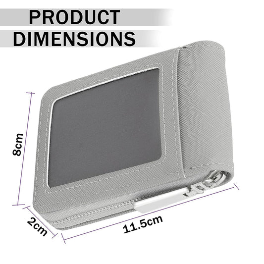 Storite PU Leather 9 Slot Vertical Credit Debit Card Holder Money Wallet Zipper Coin Purse for Men Women (Grey - 11.5 x 2 x 8 Cm) - Springkart