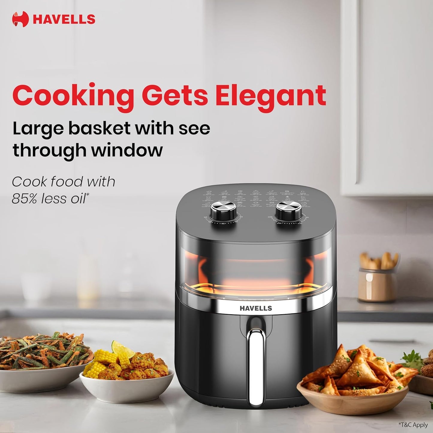 Havells Prolife Stellar Chef Air Fryer 5.5 Ltr|1500 Watts|See Through Window|Aerocrisp Tech: Rapid air circulation in every direction|Non Stick Silicon Coated Basket|2Yr Door Step Warranty by Havells