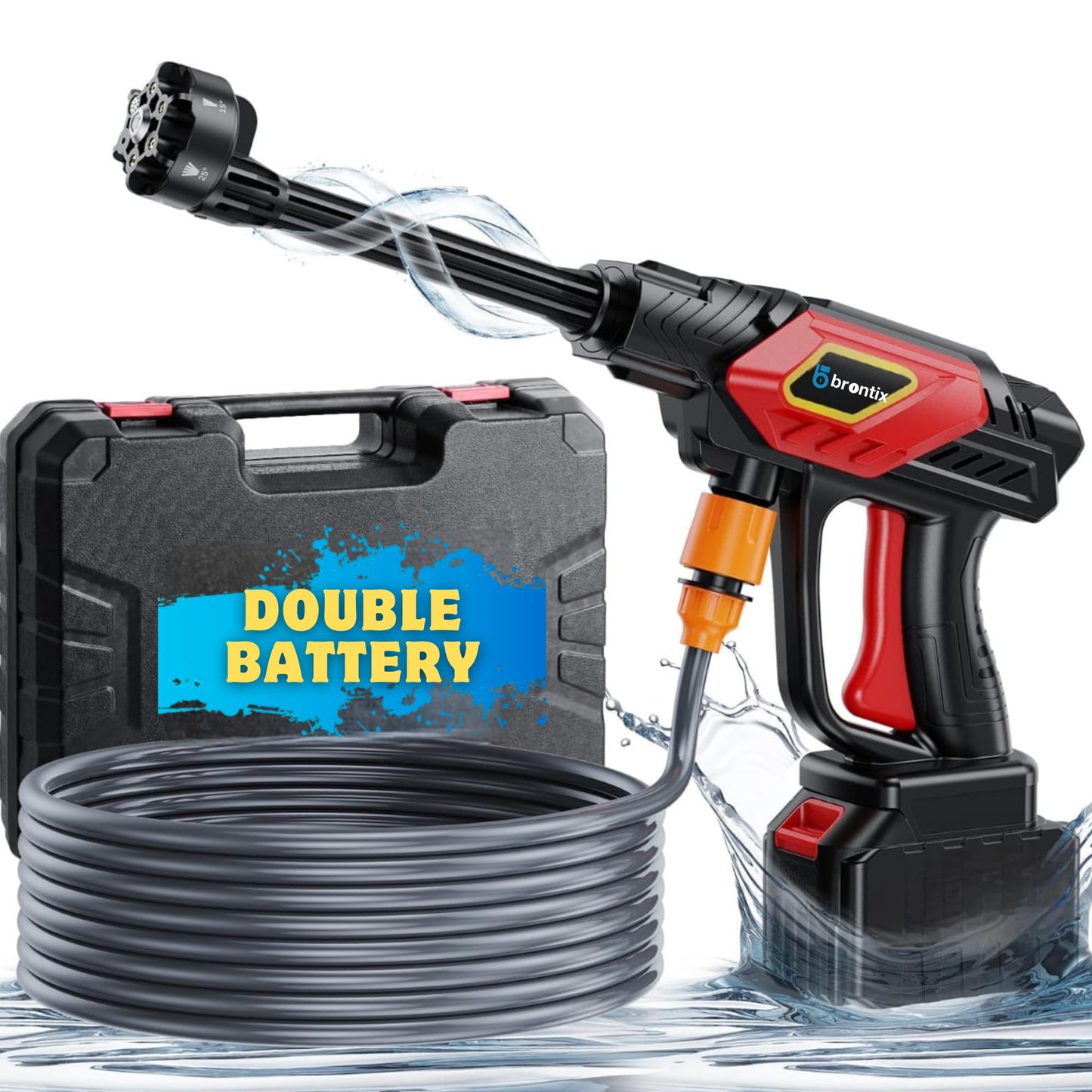 6 in 1 Nozzle Car Washer High Pressure Gun - 60 Bar Water Pressure - 5M Water Hose - Foam Wash Gun, Water Jet, Car/Bike Washing Pressure Pump, Portable Pressure Washer, Water Pressure Gun