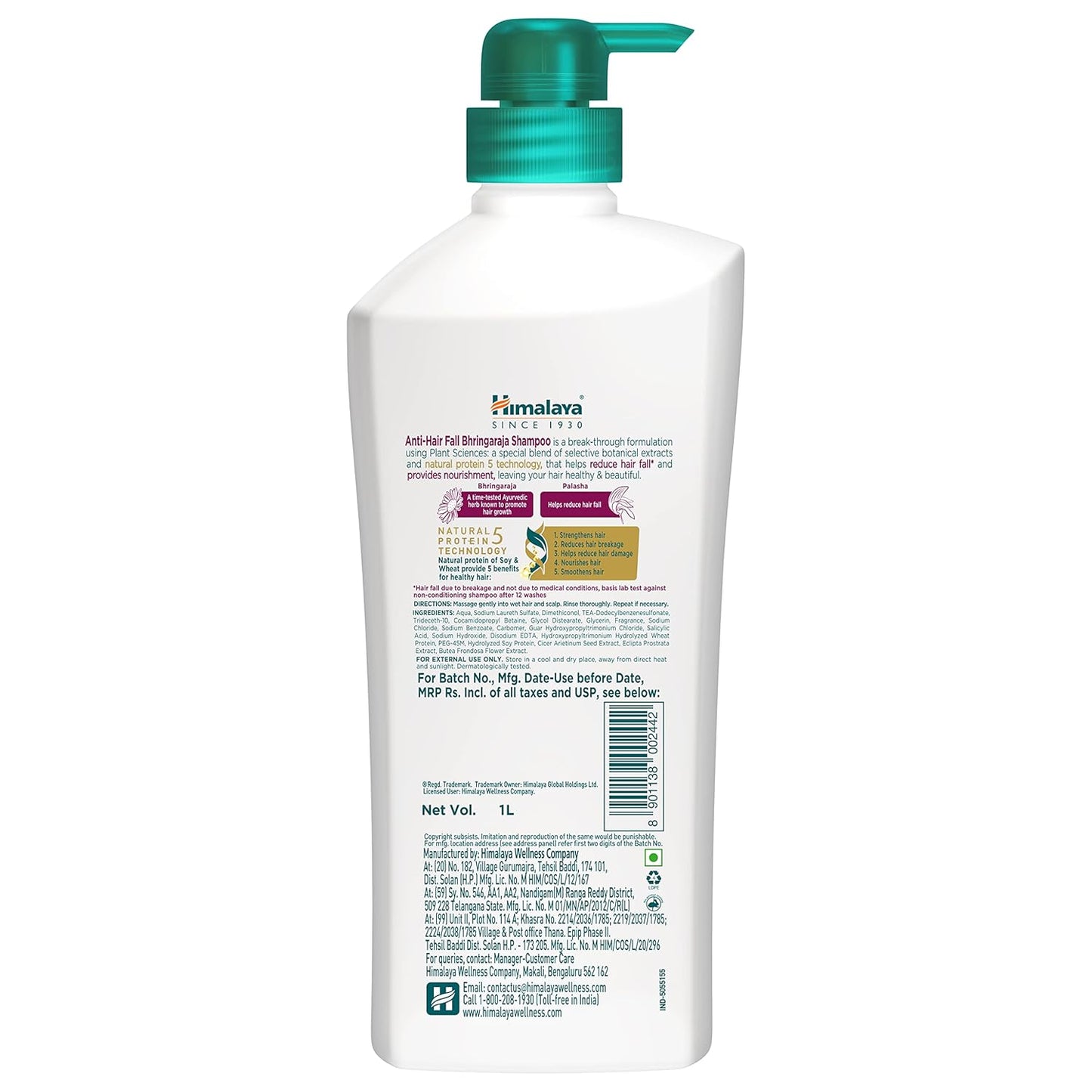 Himalaya Anti Hair Fall Shampoo with Bringaraja, 1000 ml - Springkart