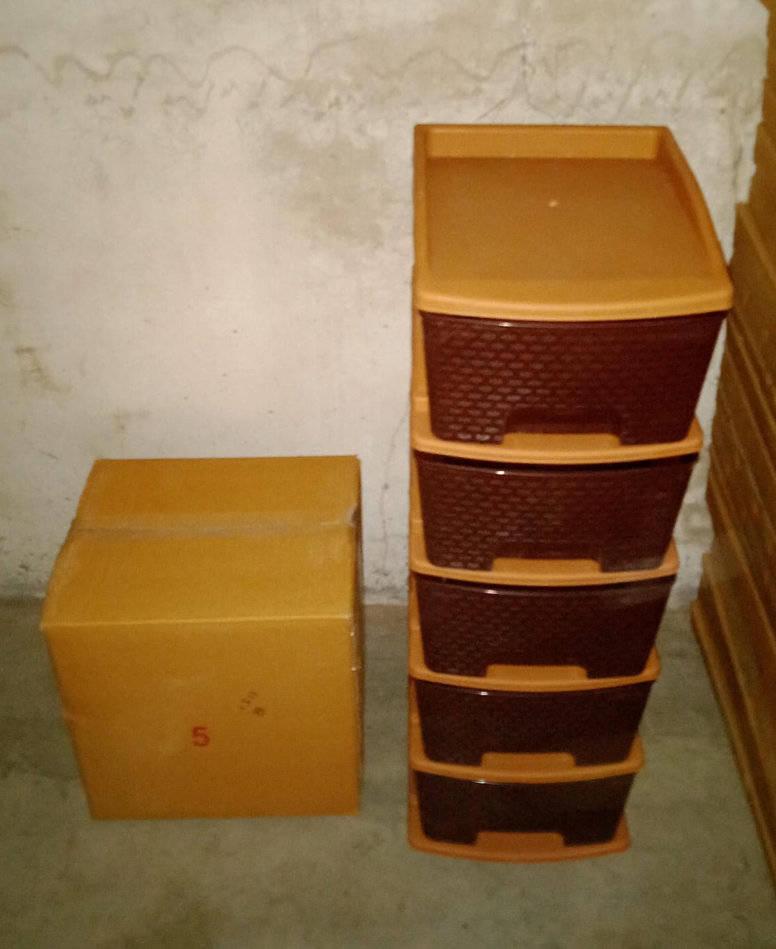 5tier Plastic Modular Drawer System For Multiple Use (Brown colour) - Springkart