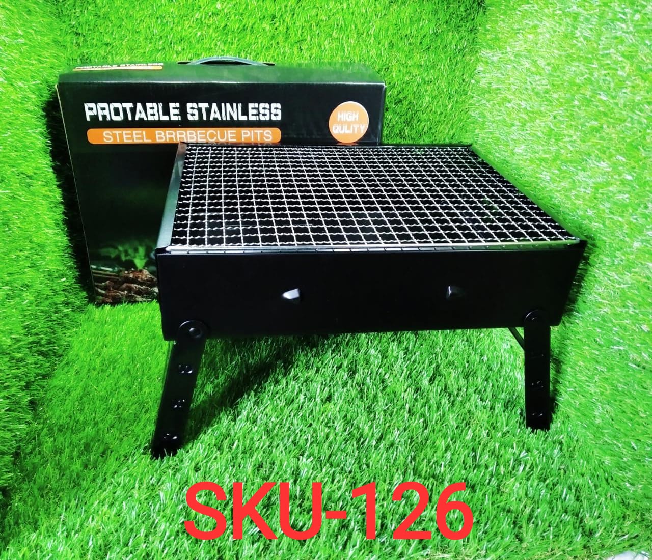 Folding Barbeque Charcoal Grill Oven (Black, Carbon Steel) - Springkart