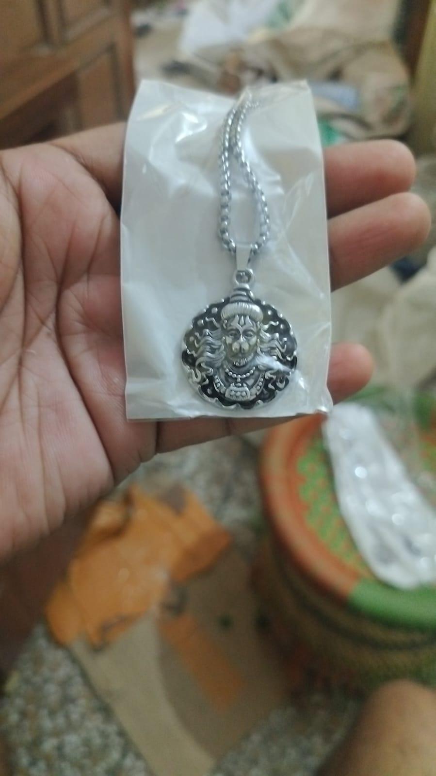 Hanuman Ji Pendant Oxodaised Silver Chain - Springkart