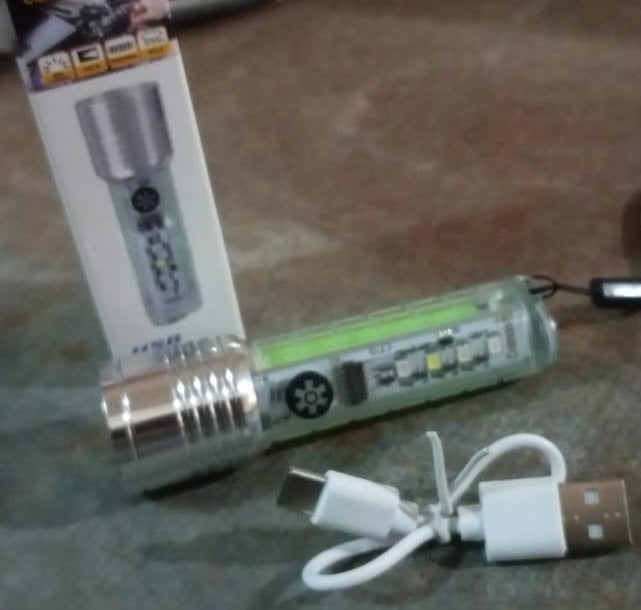 Pattern Flashlight USB Flashlight Rechargeable LED Torch Light (1 Pc) - Springkart