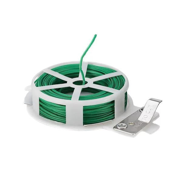 873 Plastic Twist Tie Wire Spool With Cutter For Garden Yard Plant 50m (Green) - Springkart