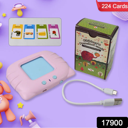 Preschool Learning Toys Flash Cards for Small Kids Educational Toys English Words Learning Machine for Kids with 224 Words, Birthday Gift for Kids Intelligent Electric Kids Language Card (1 Set) - Springkart