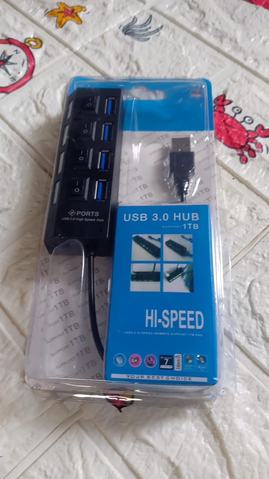 4 Port USB, HUB USB 2.0 HUB Splitter High Speed with On/Off Switch Multi LED Adapter Compatible with Tablet Laptop Computer Notebook - Springkart