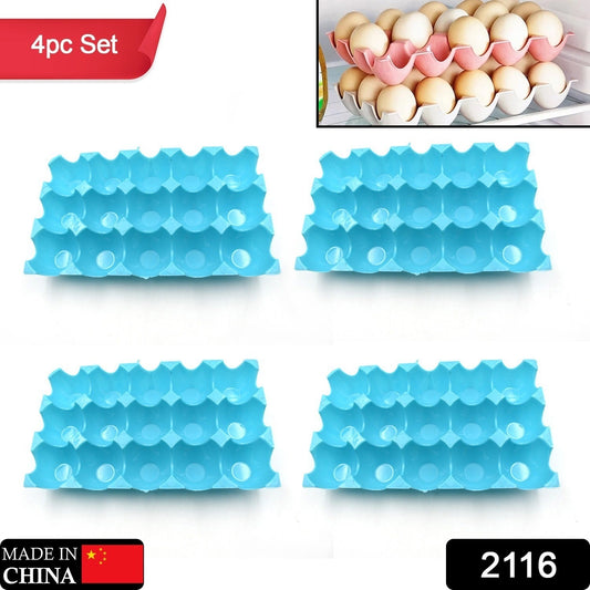 15 Cavity Plastic Egg Tray Egg Trays for Storage with 15 Eggs Holder (4 Pc Set) - Springkart