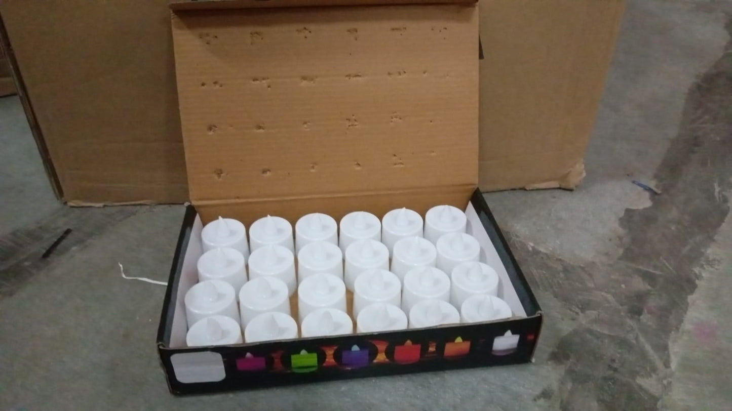 Blue Flameless LED Tealights, Smokeless Plastic Decorative Candles - Led Tea Light Candle For Home Decoration (Pack Of 24) - Springkart