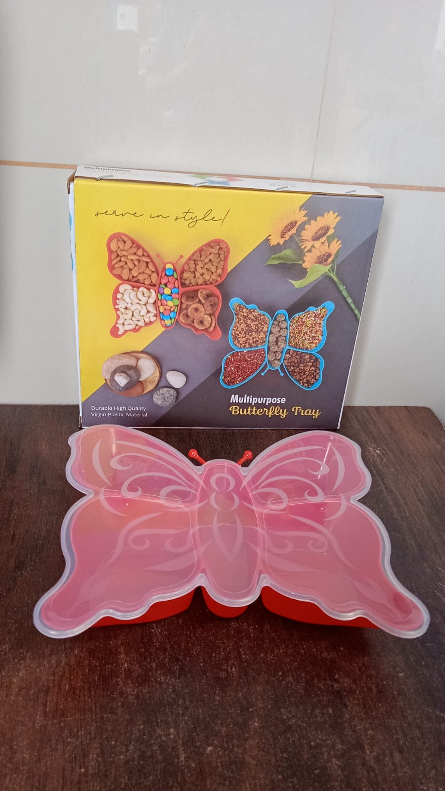5 Compartment Multipurpose Butterfly Plastic Tray (1 Pc) - Springkart
