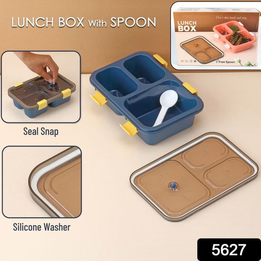 Plastic Lunch Box for Kids, Lunch Box for Kids 3 Compartment Insulated Lunch Box Tiffin Box for Boys, Girls, School & Office Men (3 Compartment Lunch Box) - Springkart