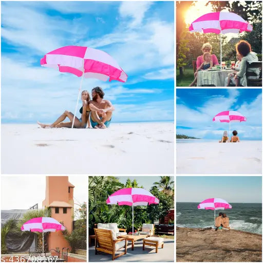 6ft/36Inch Without Stand Outdoor Garden Big Size Umbrella For Shop Hotels And Restaurent-Pink - Springkart