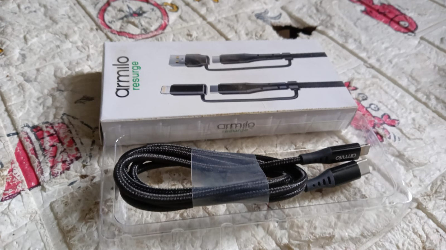 2 in 1 USB-C Lightning Cable, iPhone Charging Cable, Fast Charging, Data Transfer, Heavy Duty, Type C Lightning Cable, PD Compatible, Type C Lightning Cable - Springkart