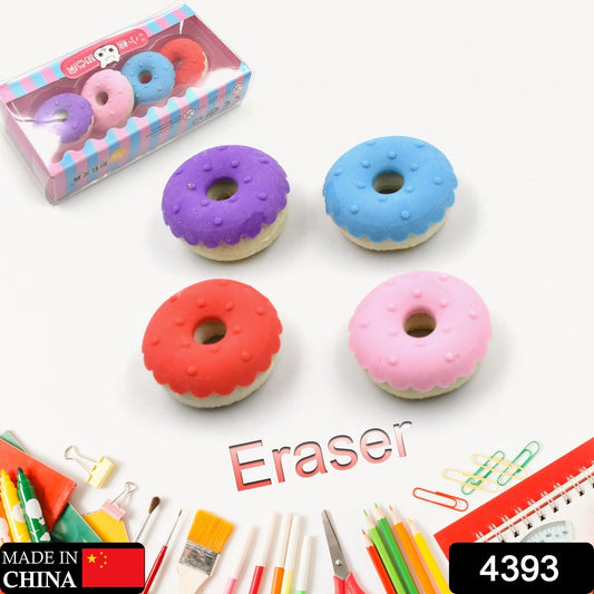 Donut Eraser for Girls & Boys / Eraser for School B'Day Return Gift Party Doughnut Lollipop Ice Cream Theme Shape Erasers Pencils Set for Kids Educational Stationary kit, School Supplies (1 Set 4 Pc) - Springkart