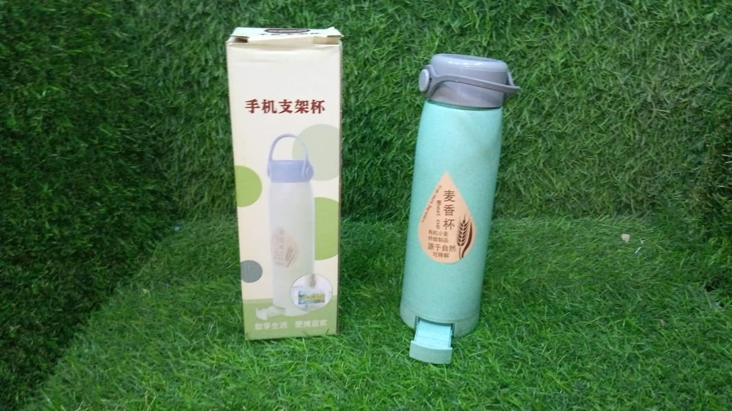 High Portable Water Bottle, Creative Wheat Fragrance Glass Bottle Water with Mobile Phone Holder Wide Mouth Glass Water 380ml (MOQ :- 80 pc) - Springkart