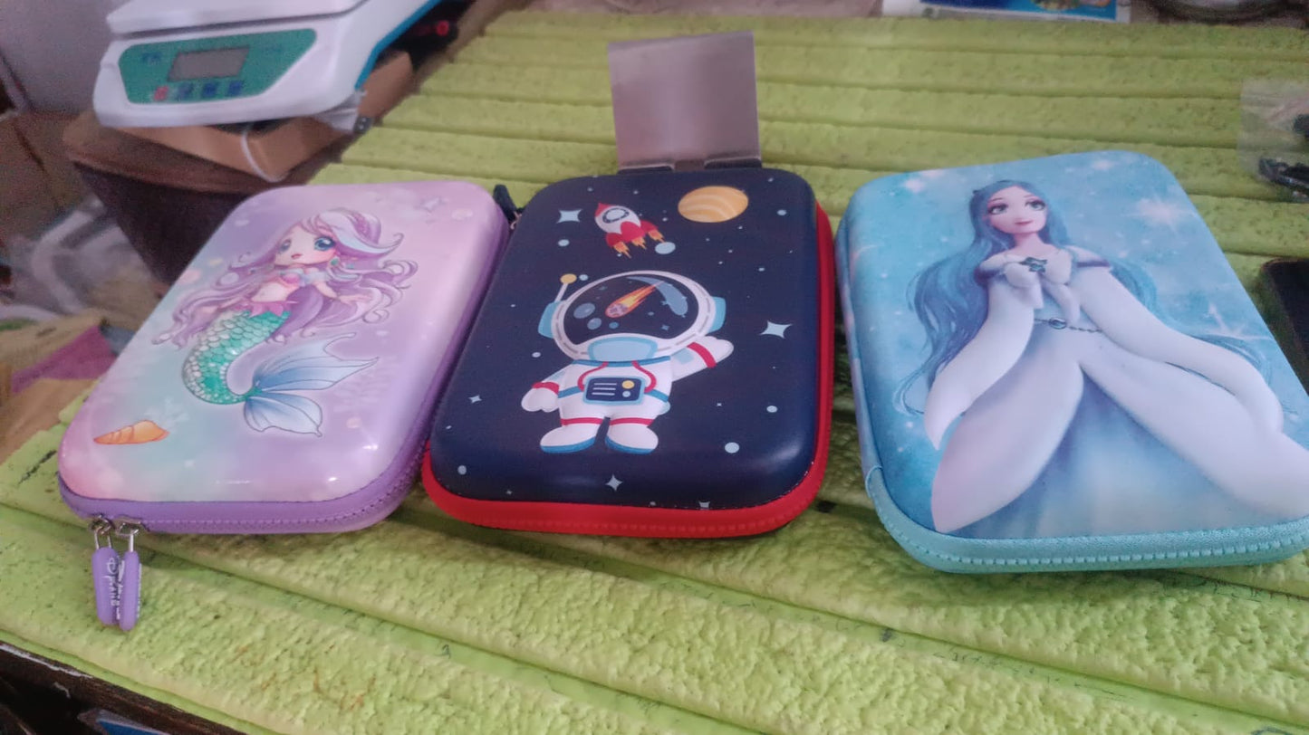 3D Big Pencil Case with Large Capacity, EVA Pencil Bag with Smooth Double Zip (1 Pc / Mix Design / 21×15 Cm) - Springkart