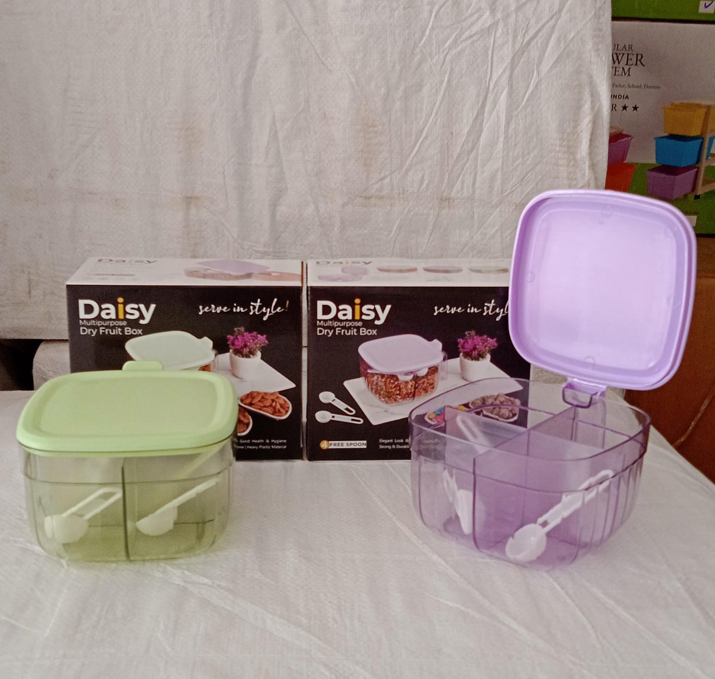 4-Compartment Airtight Food Storage Container (1 Pc): Dry Fruits, Snacks, Spices - Springkart