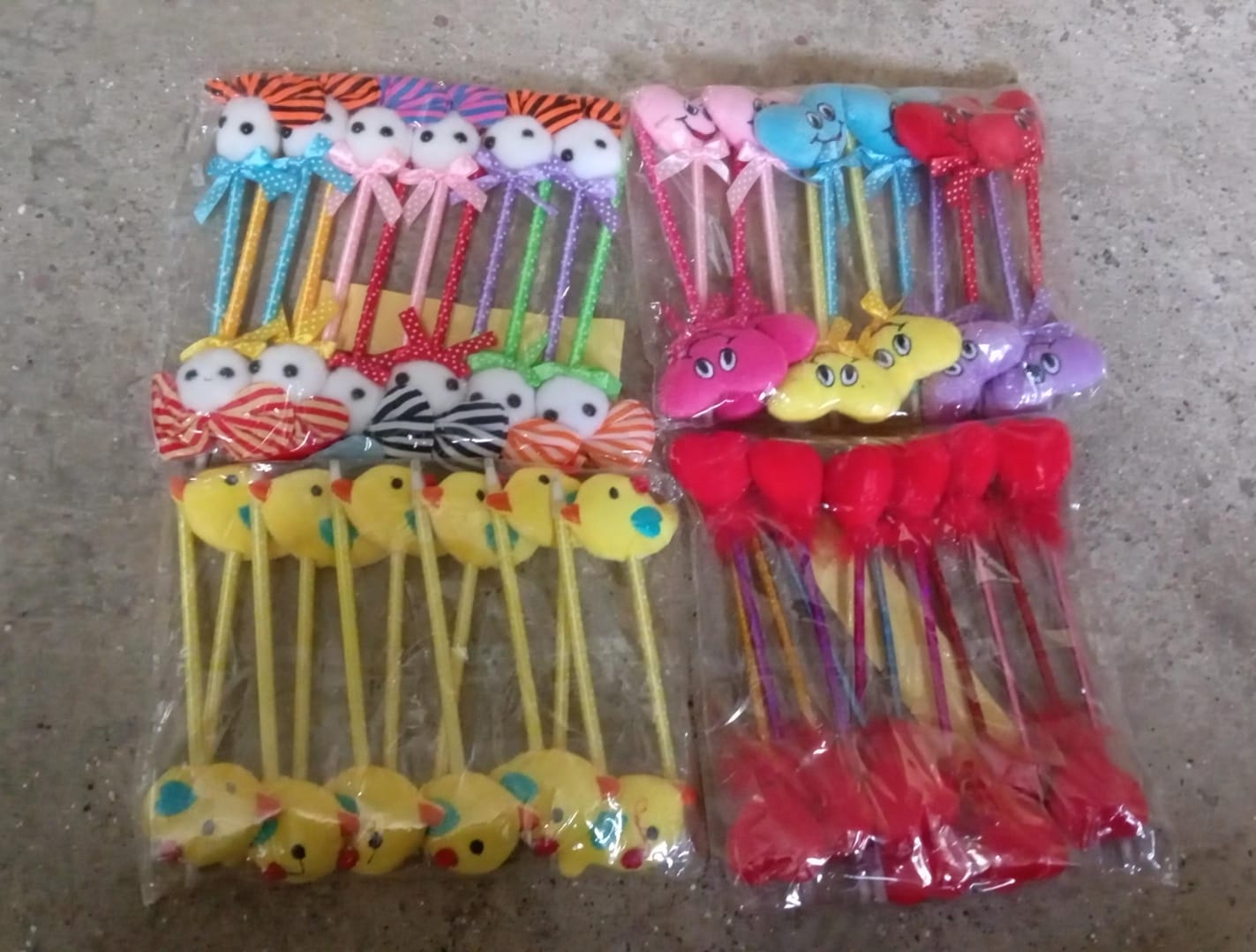 Cute Cartoon Shape & Heart Design Facy Writting Pen Attached Rattle | Ball Pen Smooth Writing For Wedding , Events & Multiuse Pen Best Pen l Use for Kids (12 Pcs Set Mix Design & Color) - Springkart