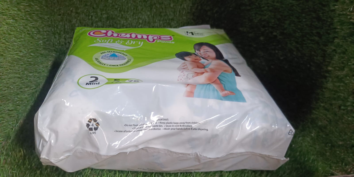 Champs Soft and Dry Baby Diaper Pants 78 Pcs (Small Size S78) - Springkart