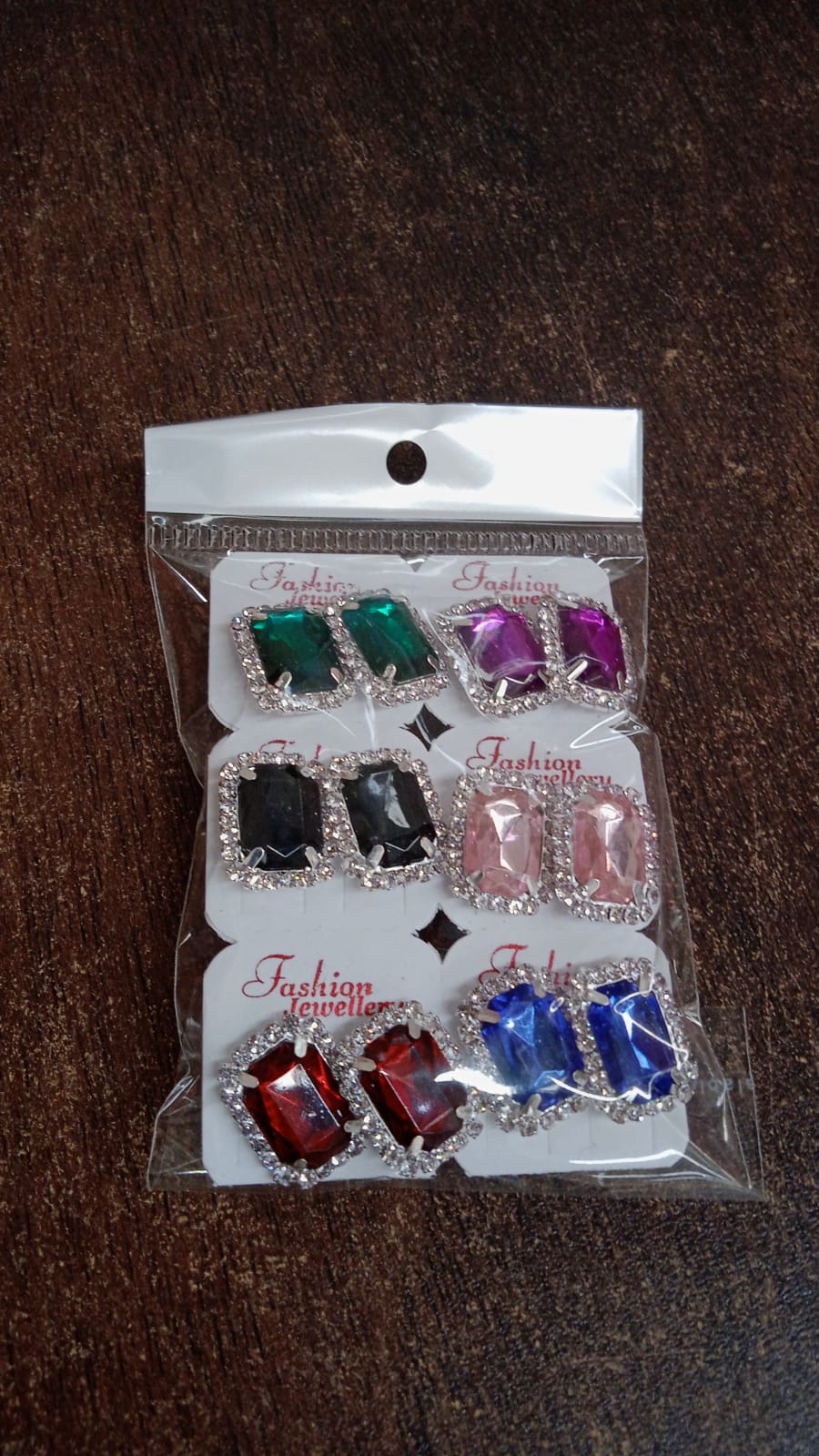 Diamond Jewellery Interchangeable Triangular Shaped Earrings (6 Pari Mix Color Design) - Springkart