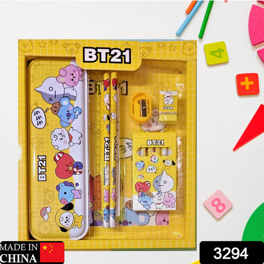 Stationery Kit for Kids - Stationery Set, Includes Metal Pencil Box, Sharpener, Pencil and Eraser Set, School Supply Set, Birthday Return Gift for Kids, Boys, Girls (12 pc Set) - Springkart