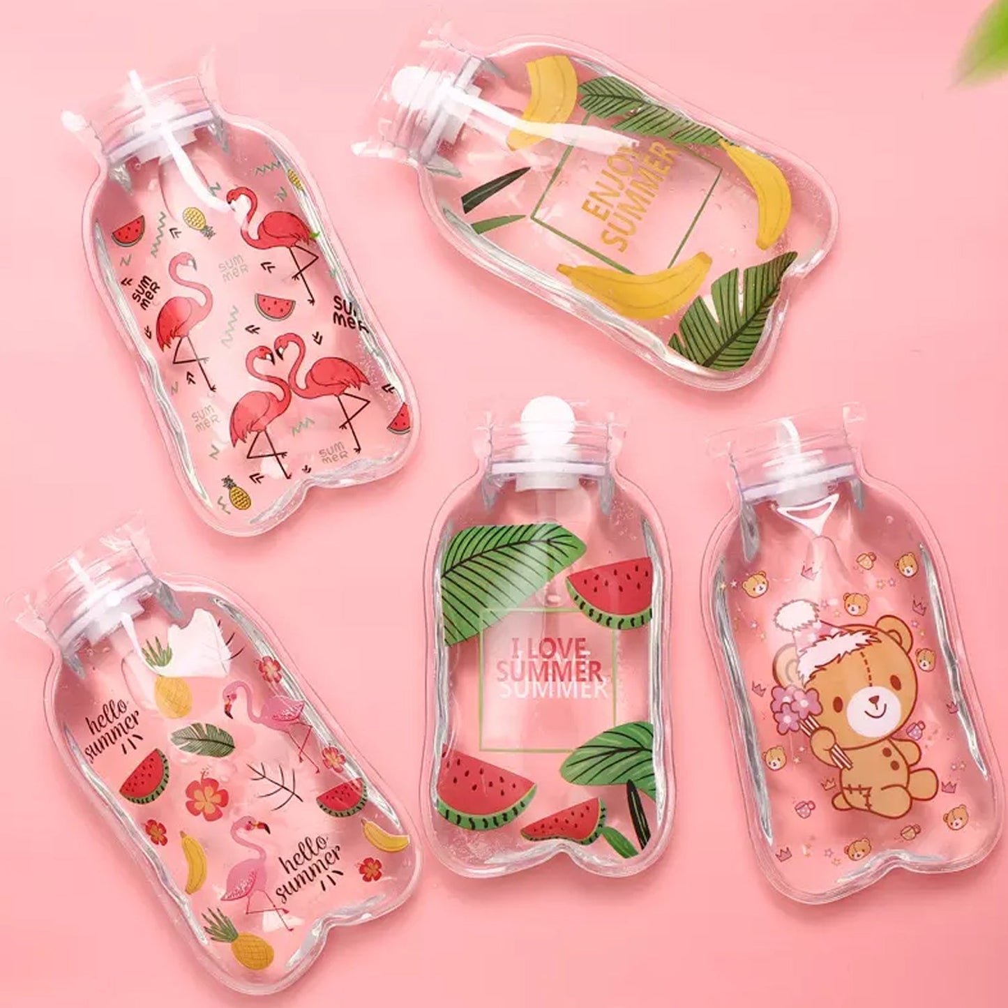 TRANSPARENT MULTI DESIGN SMALL HOT WATER BAG WITH COVER FOR PAIN RELIEF, NECK, SHOULDER PAIN AND HAND, FEET WARMER, MENSTRUAL CRAMPS. - Springkart