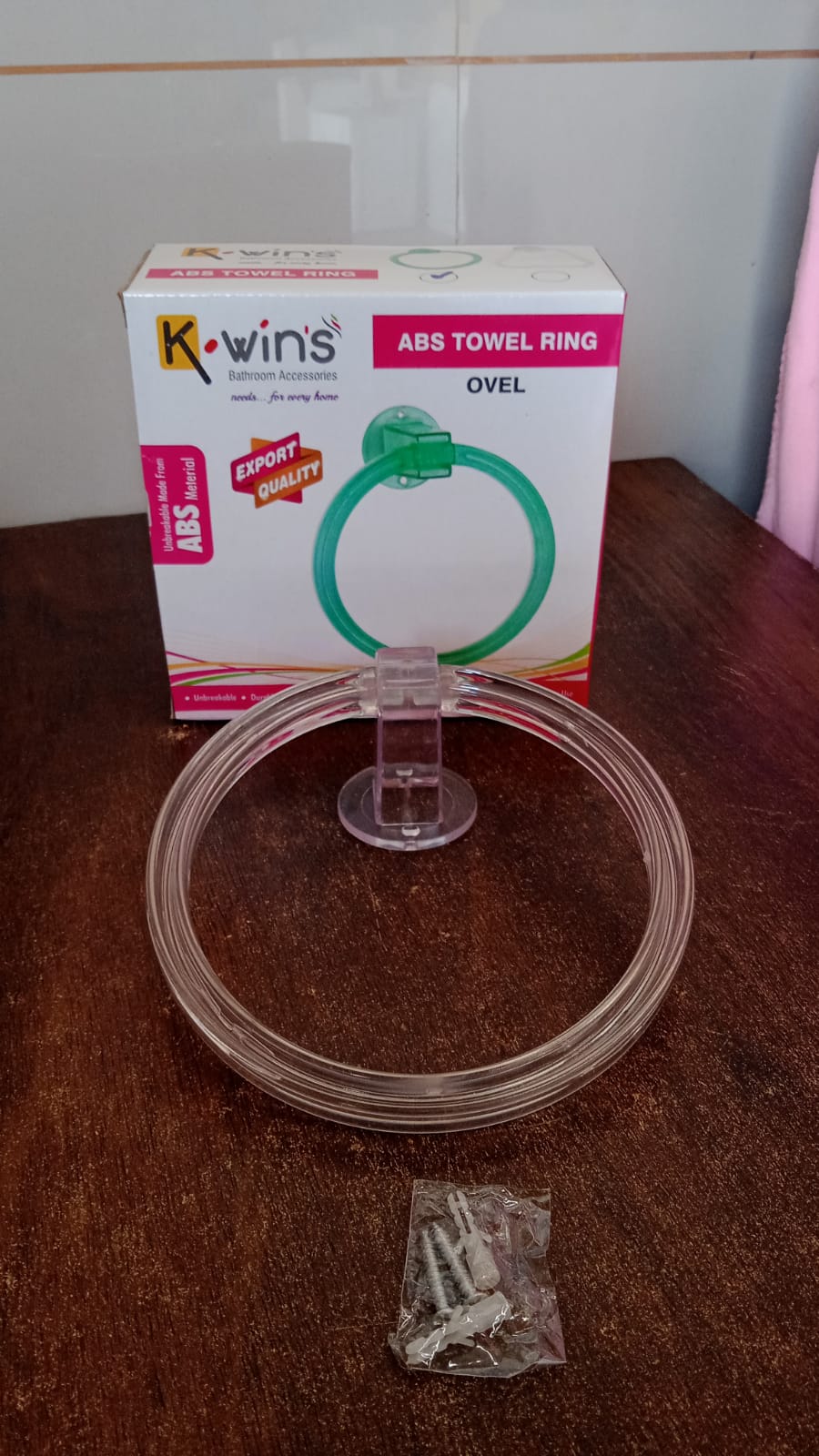 Unbreakable ABS Round Towel Ring Wall Mounted Stand / Holder (1 Pc) - Springkart