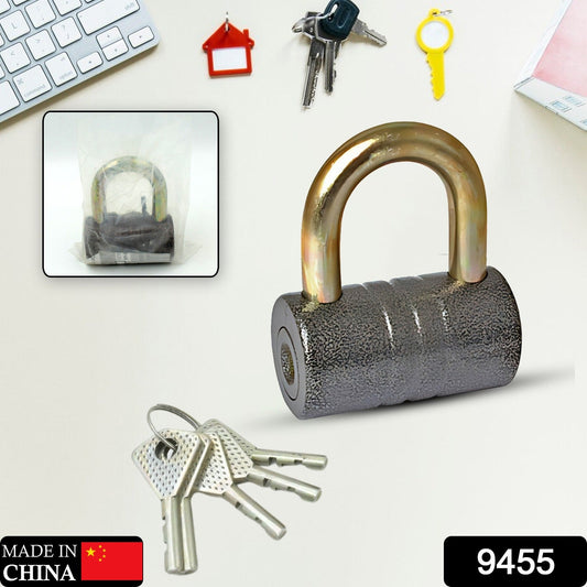 Iron Pad lock, Brass Core and Thickened Spray Black Iron Door Lock With 5 pc Keys for Home Dormitory, Waterproof Antirust Anti-theft Padlocks Outdoor Gate Shed Locks Warehouse Big Iron Door Drawer Lock (82 mm ) - Springkart